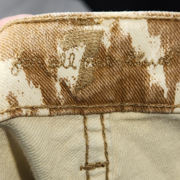 7 for all mankind Anthropologie Tan White Cropped Skinny 5 Pocket Jeans Siz3 27 - Picture 11 of 16
